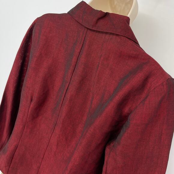 Laundry By Shelli Segal VINTAGE Blazer Top Womens Sz 8 Sheen Red 3 Button - Picture 5 of 8